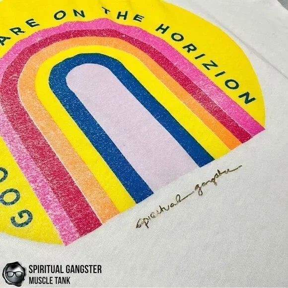 SPIRITUAL GANGSTER GOOD THINGS HORIZON RAINBOW GRAPHIC MUSCLE TANK WHITE SMALL - Picture 6 of 13